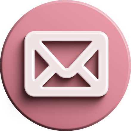 Pink round 3D envelope icon